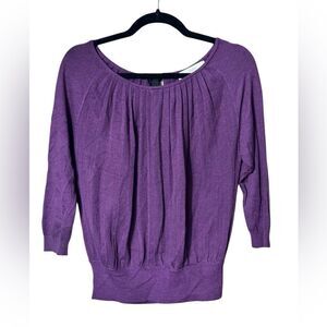 Loft Purple 3/4 Sleeves Round Neck Line and Ties with A Bow in The Back Size M